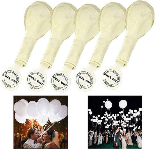White LED Light Up Latex Balloons