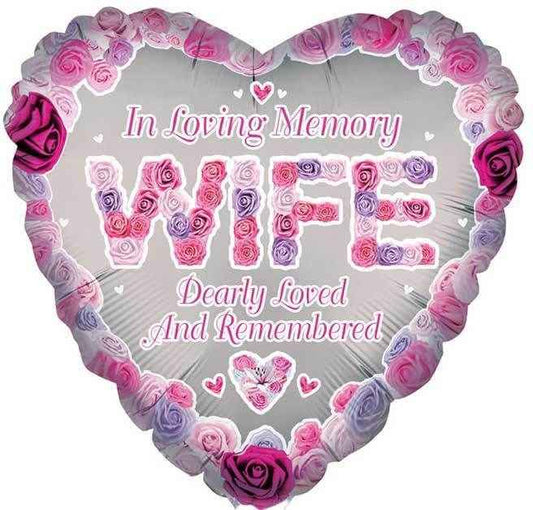 Wife Remembrance Heart Foil Balloon
