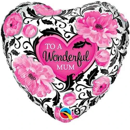 Wonderful Mum Floral Damask Foil Balloon
